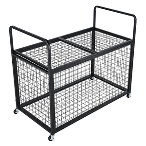 Heavy-Duty Lockable Sports Ball Storage Cart - Double Lid Organizer for Home and Gym