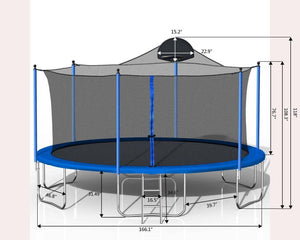 14FT Family Trampoline with Basketball Hoop and Safety Net for All Ages
