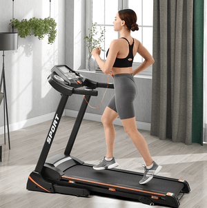 330LBS Folding peloton Treadmill Aerobic Training 14.8KM/h Running Fitness LCD Display 5in 3.5HP motor, Medium Treadmill Home / Office adult men and women