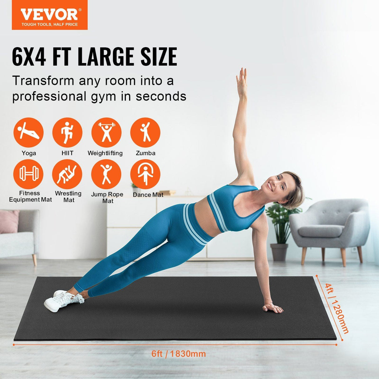 Exercise Mat, Non-Slip High Density Premium Yoga Mat,