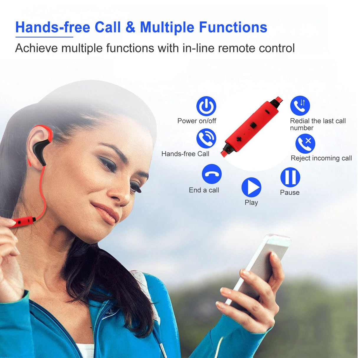 Wireless Headsets V4.1 Sport In-Ear Stereo Headphones Sweat-proof Noise Canceling Earphones Back-earbuds for any activity