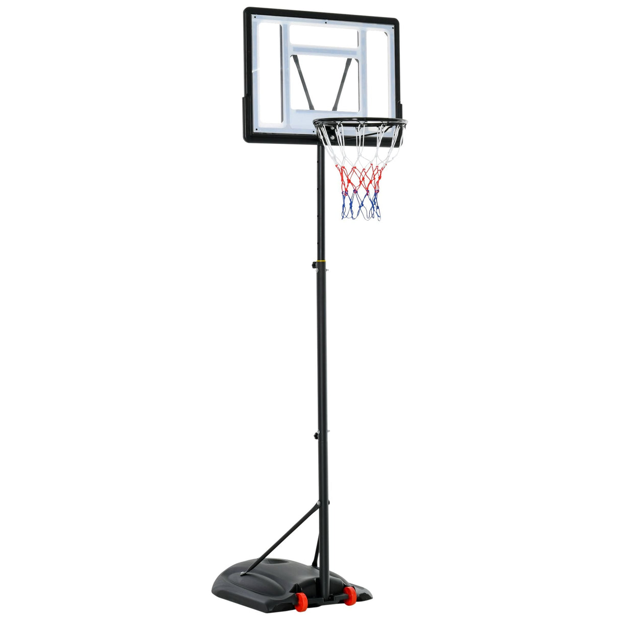 Soozier Freestanding Basketball Hoop Stand 5.5ft-7.5ft Adjustable Transparent Backboard with Wheels for Teens