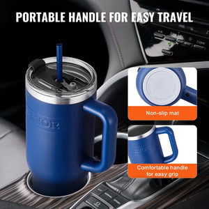 40 oz rambler Insulated tumbler Stainless Steel Coffee Cup Handheld Blue