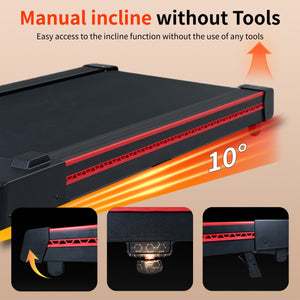 Walking Pad Treadmill with 10° Incline, Remote Control 3HP Portable Compact Treadmills for Home Office, Treadmill 264 lb Capacity, LED Display