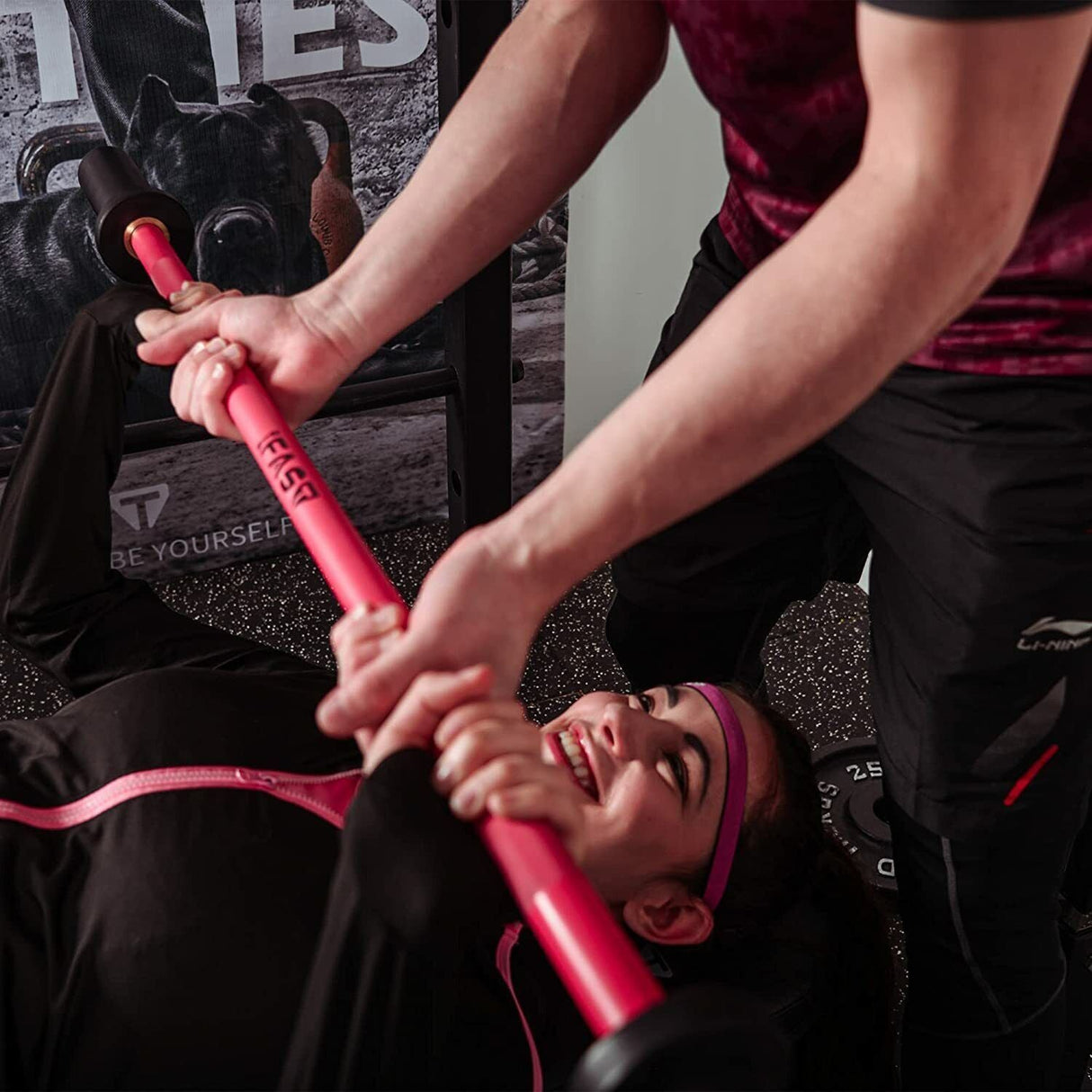 Pink Olympic Barbell Bar, 4Ft Solid Chrome Weight Bar with Bearings, 400Lbs Capacity Weightlifting Bar for Home Gym Workout Strength Training Squat, Suitable for 2-Inch Plates