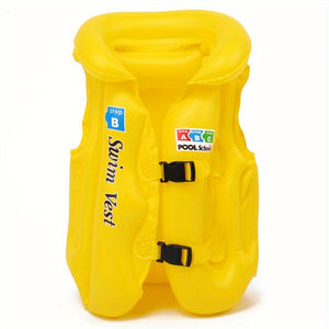 Children's Inflatable Swim Vest - Ages 4-12, Adjustable Safety Buckle & Dual Airbags for Pool & Beach Fun