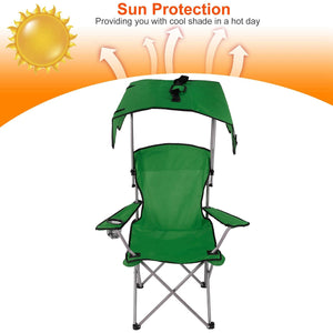 Portable Camping Chair with Adjustable Canopy - Lightweight Folding Design for Sunshade