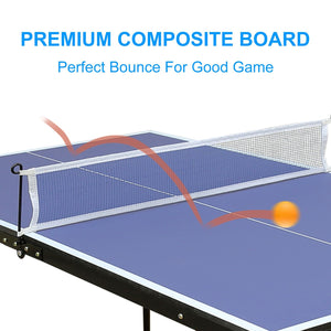 Tennis Table Foldable & Portable Ping Pong Table Set with Net and 2 Ping Pong Paddles for Indoor Outdoor Game
