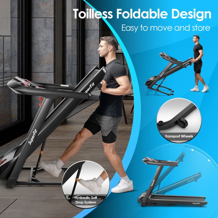 4.75HP Folding peloton Treadmill with Preset Programs Touch Screen Control