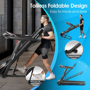 4.75HP Folding peloton Treadmill with Preset Programs Touch Screen Control