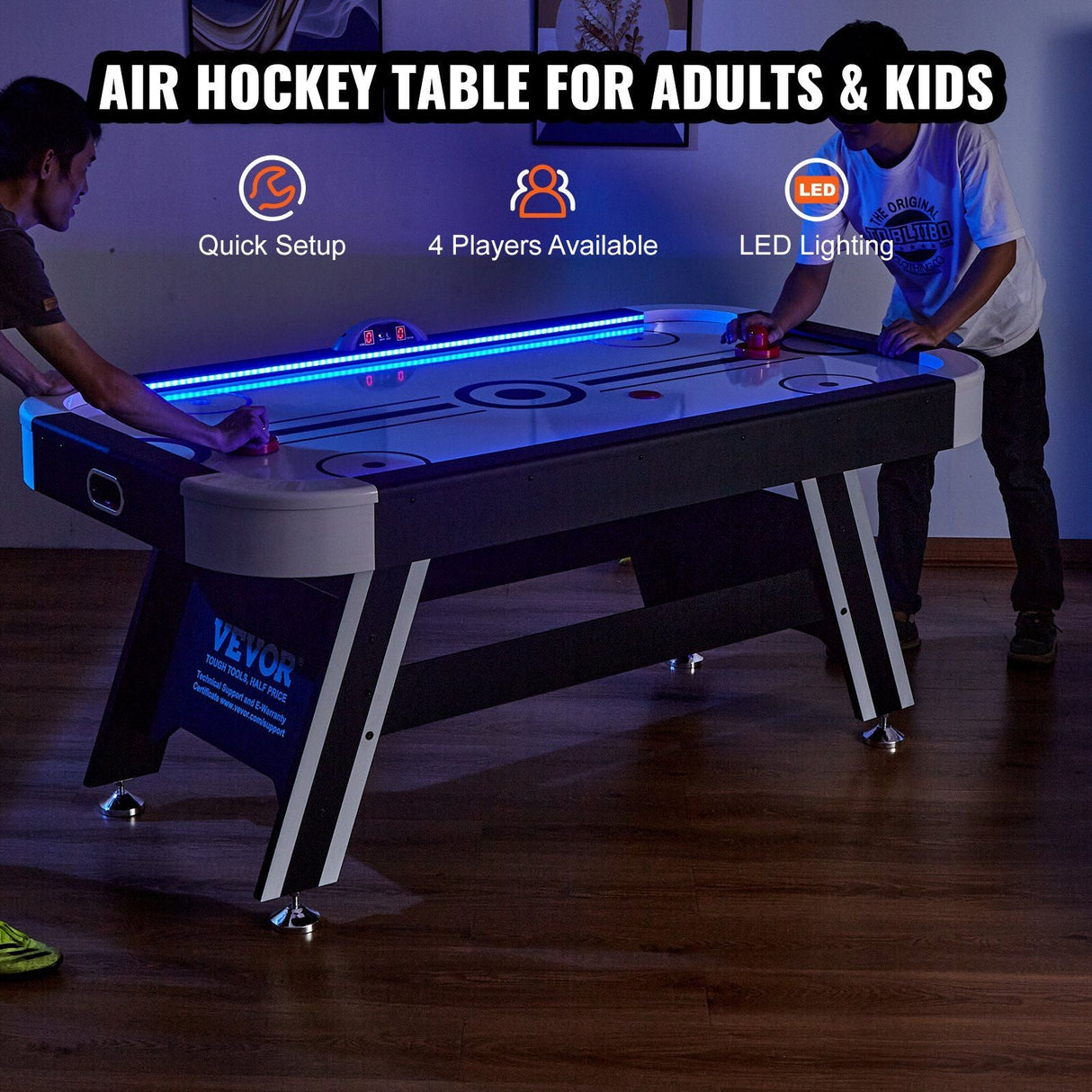 Air-Powered Hockey Table, 72" Indoor Hockey Table for Kids and Adults