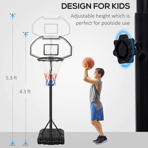 Aosom Height Adjustable Basketball Hoop, Portable Basketball Stand, 30" Backboard, Indoor Outdoor Goals Set for Kids Youth Adults