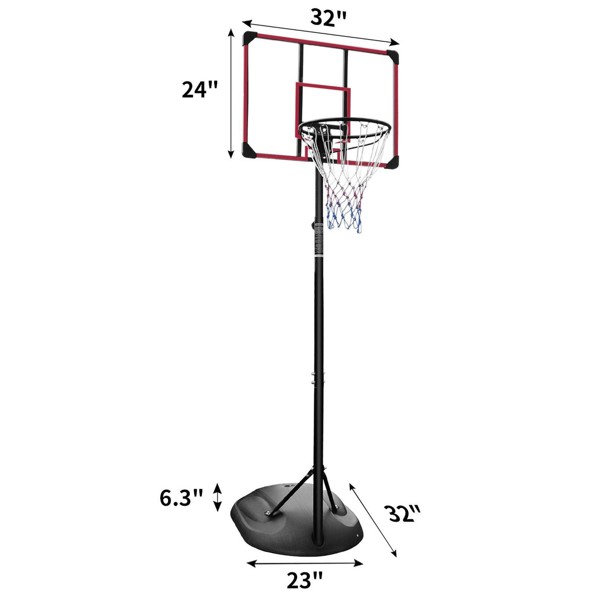 Adjustable Portable Basketball Hoop with 32" Backboard for Indoor & Outdoor Play 7.5ft - 9.2ft