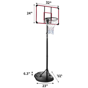 Adjustable Portable Basketball Hoop with 32" Backboard for Indoor & Outdoor Play 7.5ft - 9.2ft