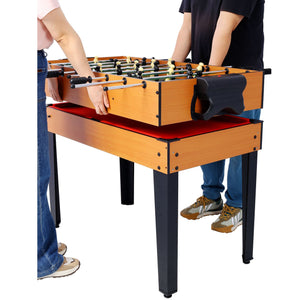 5-in-1 Multi-Game Table - Billiards, Push Hockey, Foosball, Ping Pong, and Basketball brown/red