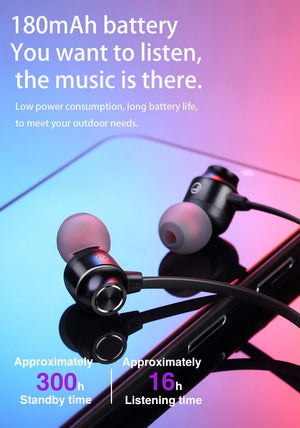 Neck-mounted Wireless earbuds Sports Headphones Neck Bluetooth 5.3 In-Ear Metal Earphones