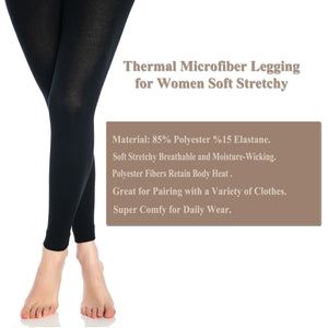 Black Thermal Leggings for Women Microfiber Soft Stretchy Full Winter seamless Warm Tight Leggings