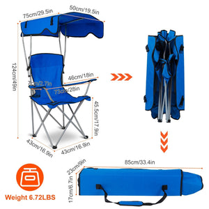 Portable Camping Chair with Adjustable Canopy - Lightweight Folding Design for Sunshade