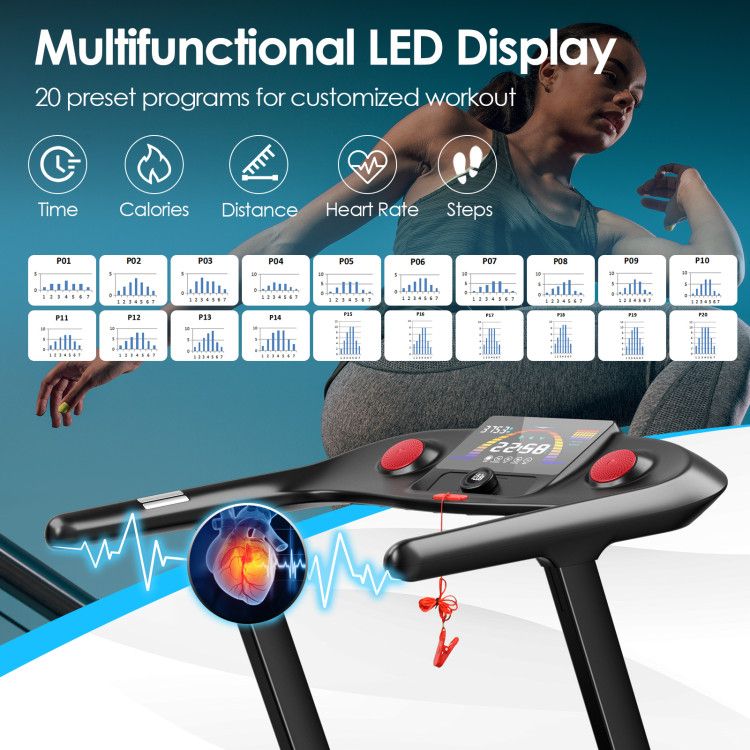 4.75HP Folding peloton Treadmill with Preset Programs Touch Screen Control