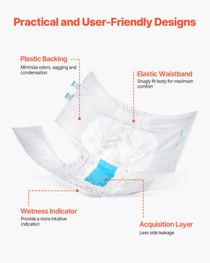 VEVOR Adult Briefs with Adhesive Tabs Incontinence Briefs for Men Women L Size