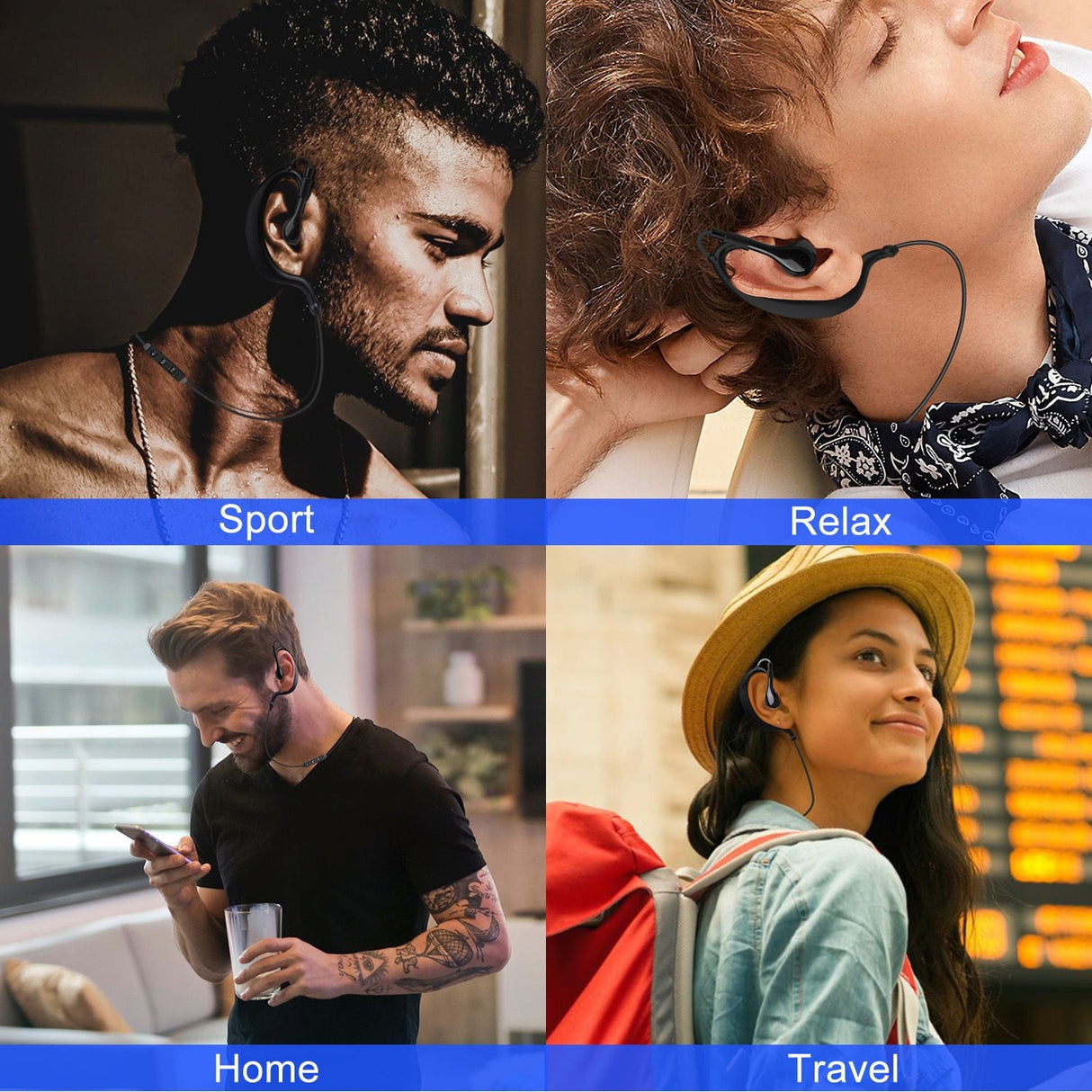 Wireless Headsets V4.1 Sport In-Ear Stereo Headphones Sweat-proof Neckband Earbuds