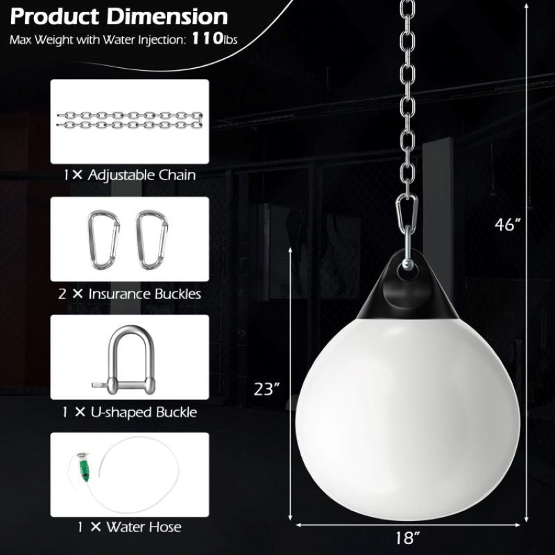 Home Gym 18 Inch Water Punching Bag with Adjustable Metal Chain