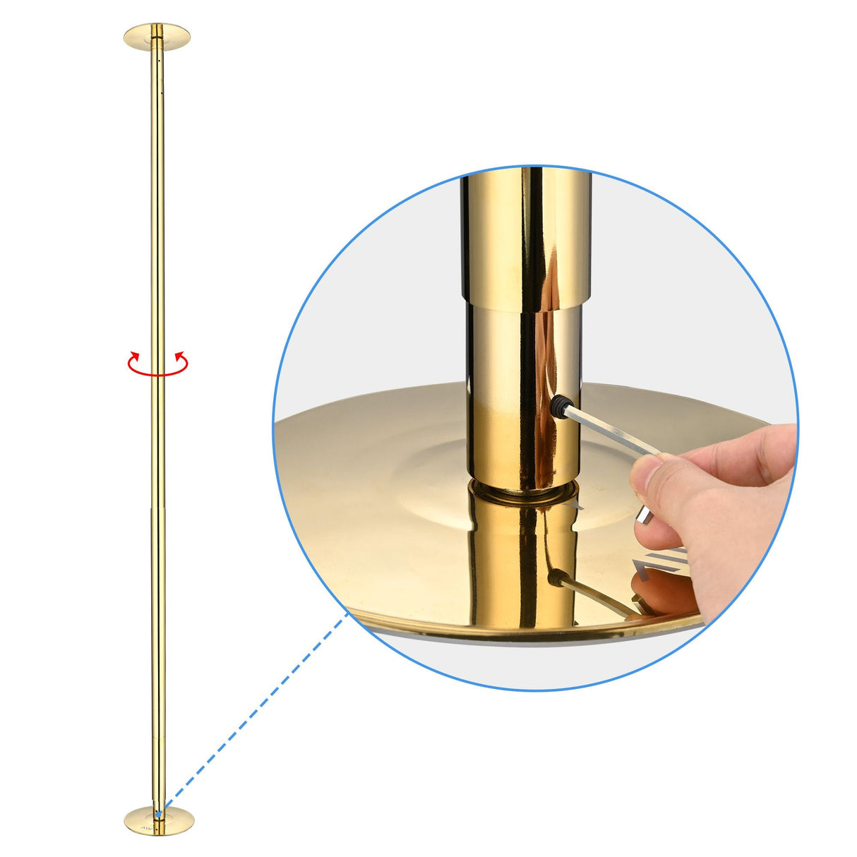 9.25FT Dance Pole, Golden stripper pole