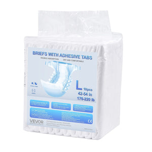 VEVOR Adult Briefs with Adhesive Tabs Incontinence Briefs for Men Women L Size