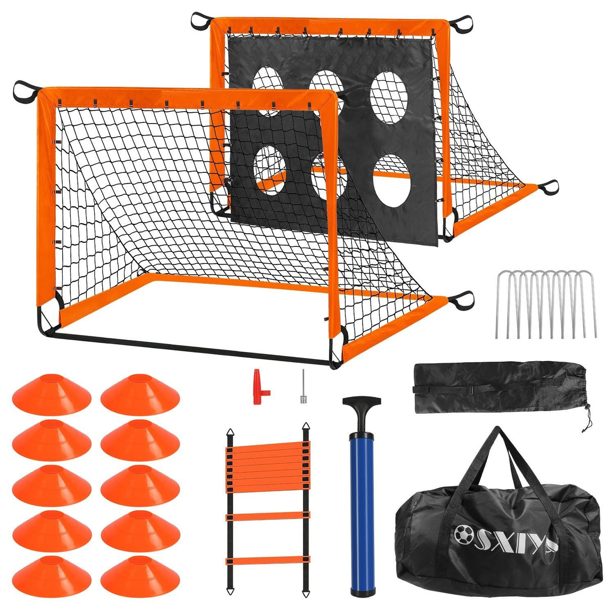 Portable Kids Soccer Training Goal Set with Pump, Cones, and Agility Ladder for Backyard Fun