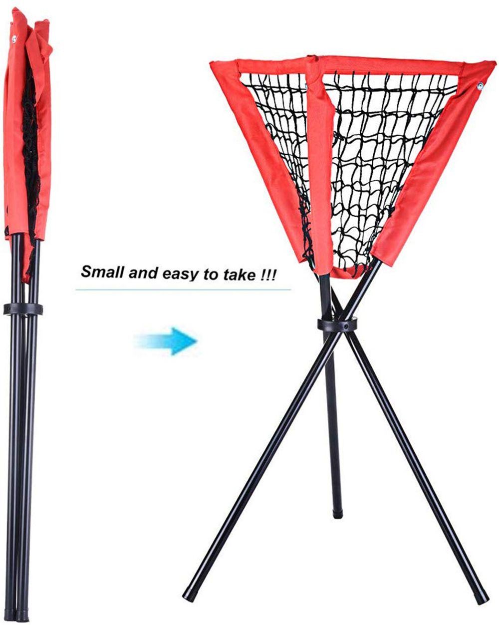 Portable Batting Movable Baseball & Softball Practice Ball Caddy Stands Foldable Pyramid Baseball Net Stand Training Softball net Tennis Ball