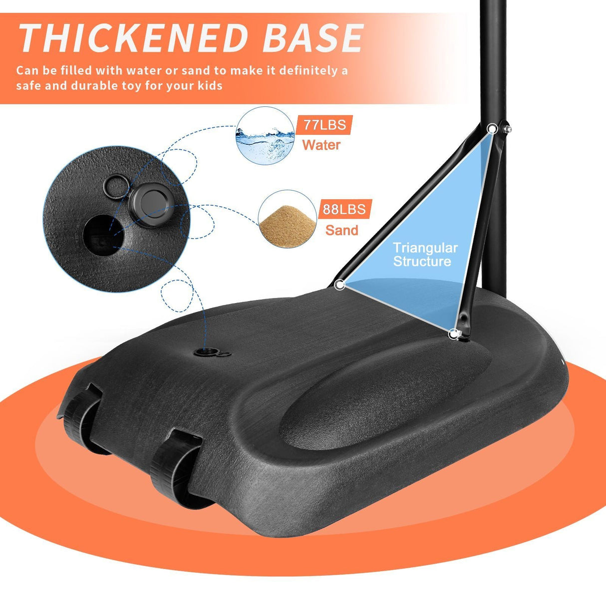 Adjustable Portable Basketball Hoop with 32" Backboard for Indoor & Outdoor Play 7.5ft - 9.2ft