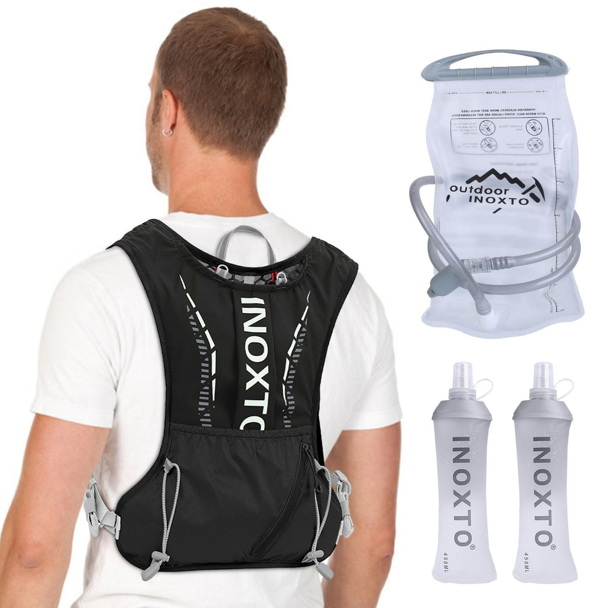Sport Hydration Vest Running Backpack with 15oz 50oz Water running hydration bladder Adjustable Strap Storage Bag for Trail Running Marathon Race Hiking