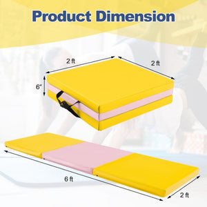 Portable Tri-Fold Gym Mat with Handles for Yoga