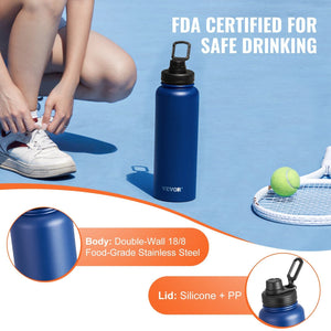 40 oz tumbler Insulated rambler Stainless Steel with Wide Mouth Lid Blue