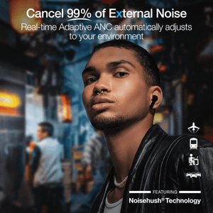 Active Noise Cancelling True Wireless Earbuds with Wireless Charging Case