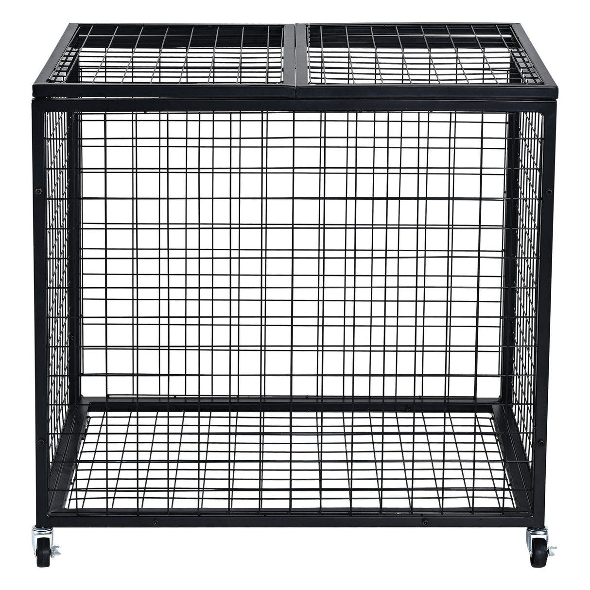 Heavy-Duty Sports Ball Storage Cart with Lockable Basketball Cage and Double Lids