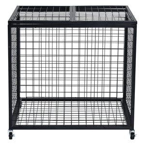 Heavy-Duty Sports Ball Storage Cart with Lockable Basketball Cage and Double Lids