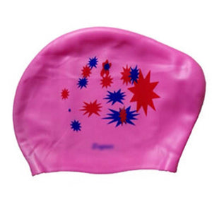 Pink Long Hair Swim Caps Waterproof Swimming Cap