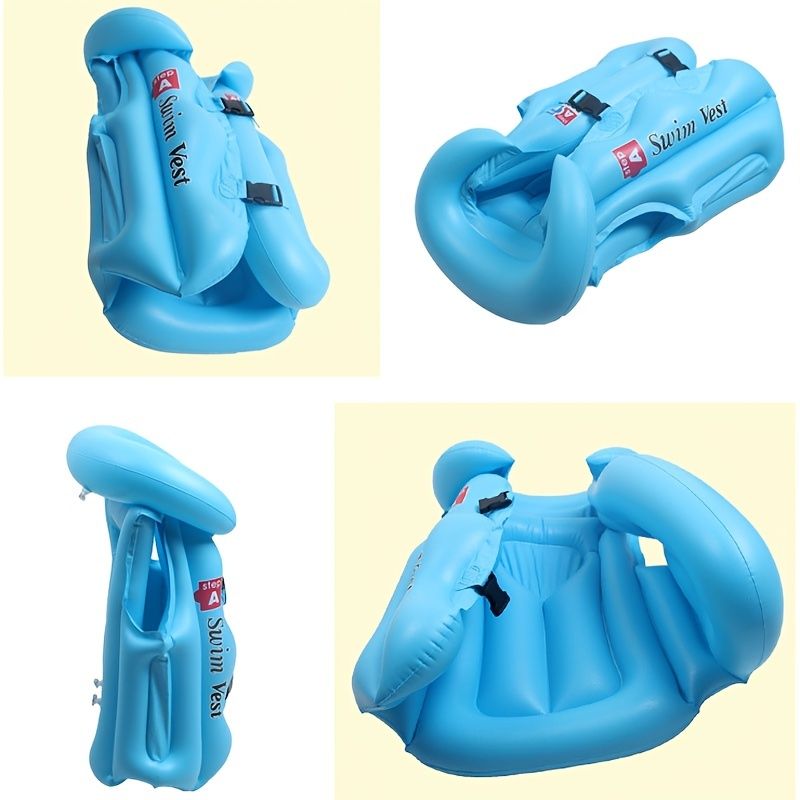 Children's Inflatable Swim Vest - Ages 4-12, Adjustable Safety Buckle & Dual Airbags for Pool & Beach Fun