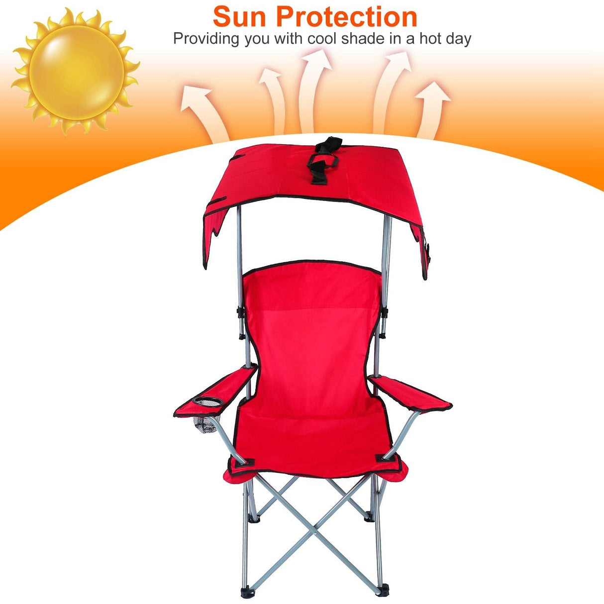Portable Camping Chair with Adjustable Canopy - Lightweight Folding Design for Sunshade