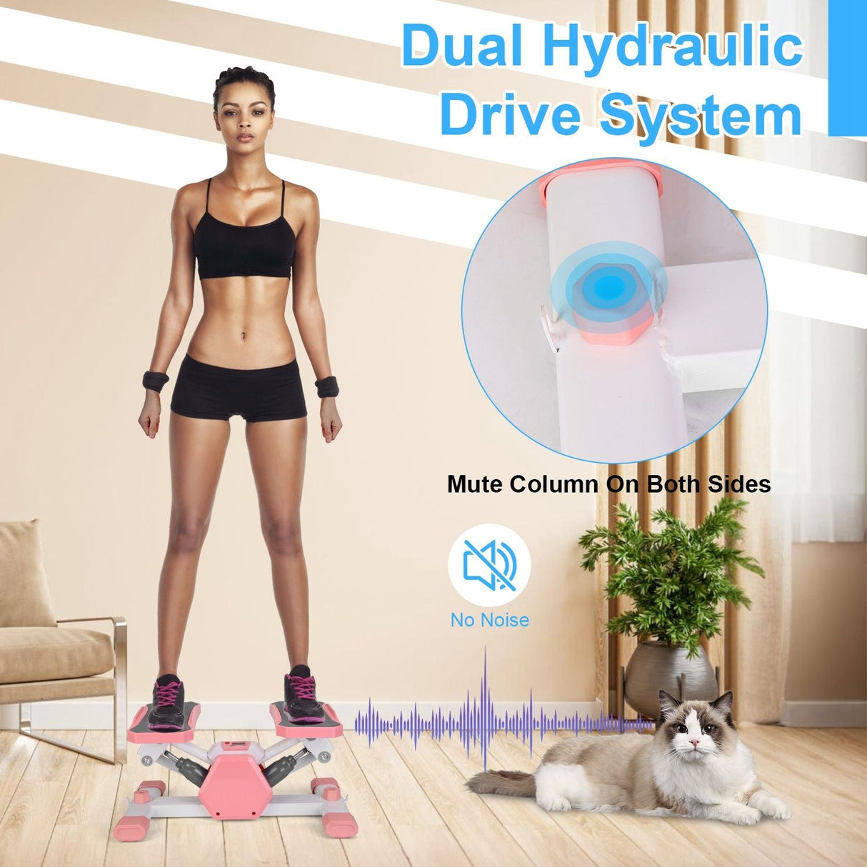 stepper machine, Mini Stepper Stair Stepper with Resistance Bands Quiet Workout Stepper with Digital Timer Max 330.7LBS Load for Home