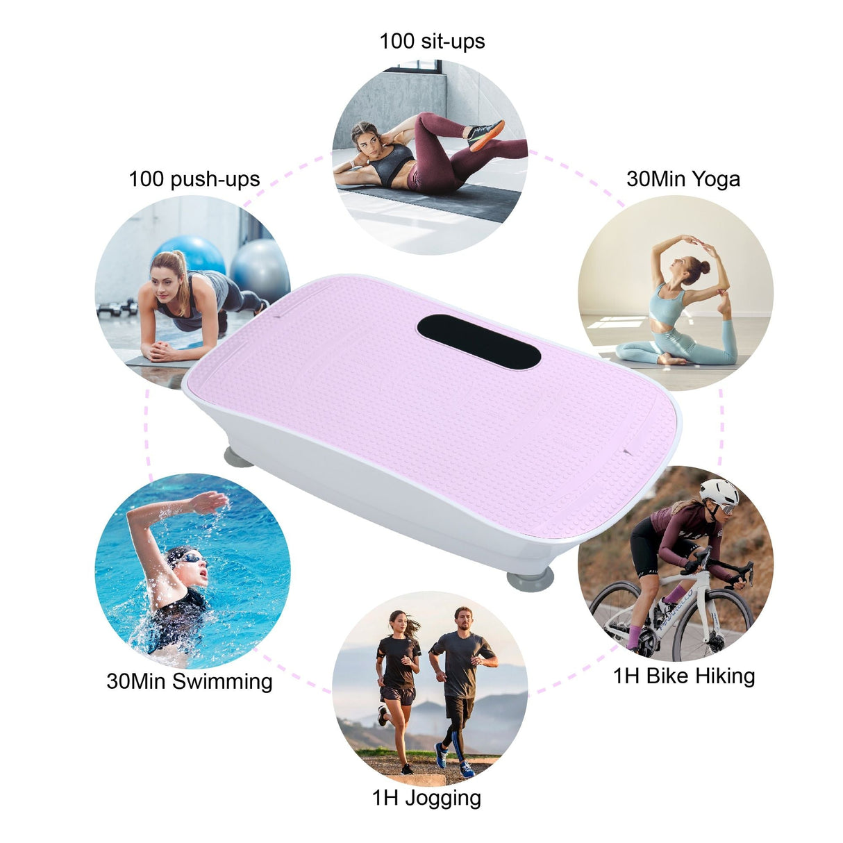 Silent Vibration Plate Crazy Fitness Massage 10-Frequency Weight Loss & Fat Burner Body Shaking Machine For Unisex Pink