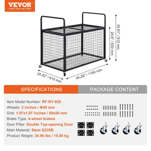 Heavy-Duty Lockable Sports Ball Storage Cart - Double Lid Organizer for Home and Gym