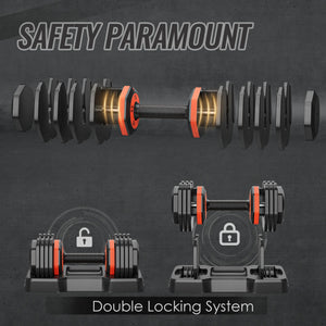 55LB 5 in 1 Single Adjustable Dumbbell Free Dumbbell Weight Adjust with Anti-Slip Metal Handle, Ideal for Full-Body Home Gym Workouts