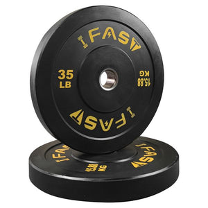 Olympic Weight Plates, Rubber Bumper Plates, 2 Inch Steel Insert 35lb Bundle