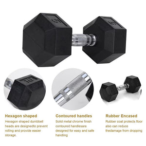 HDRS Rubber Coated Dumbbell with Contoured Chrome Handle