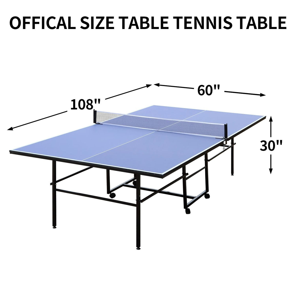 9ft Tennis Table Foldable & Portable Ping Pong Table Set for Indoor Games with Net, 2 Table Tennis Paddles and 3 Balls