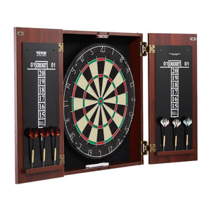 Dartboard and Cabinet Set Official Size Complete dart board Accessory Steel Tip Dart