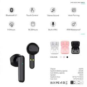 Bluetooth Earphones Y18 Wireless Earbuds Auto Pairing Touch Control LED Light Gaming Voice Calling Headphones