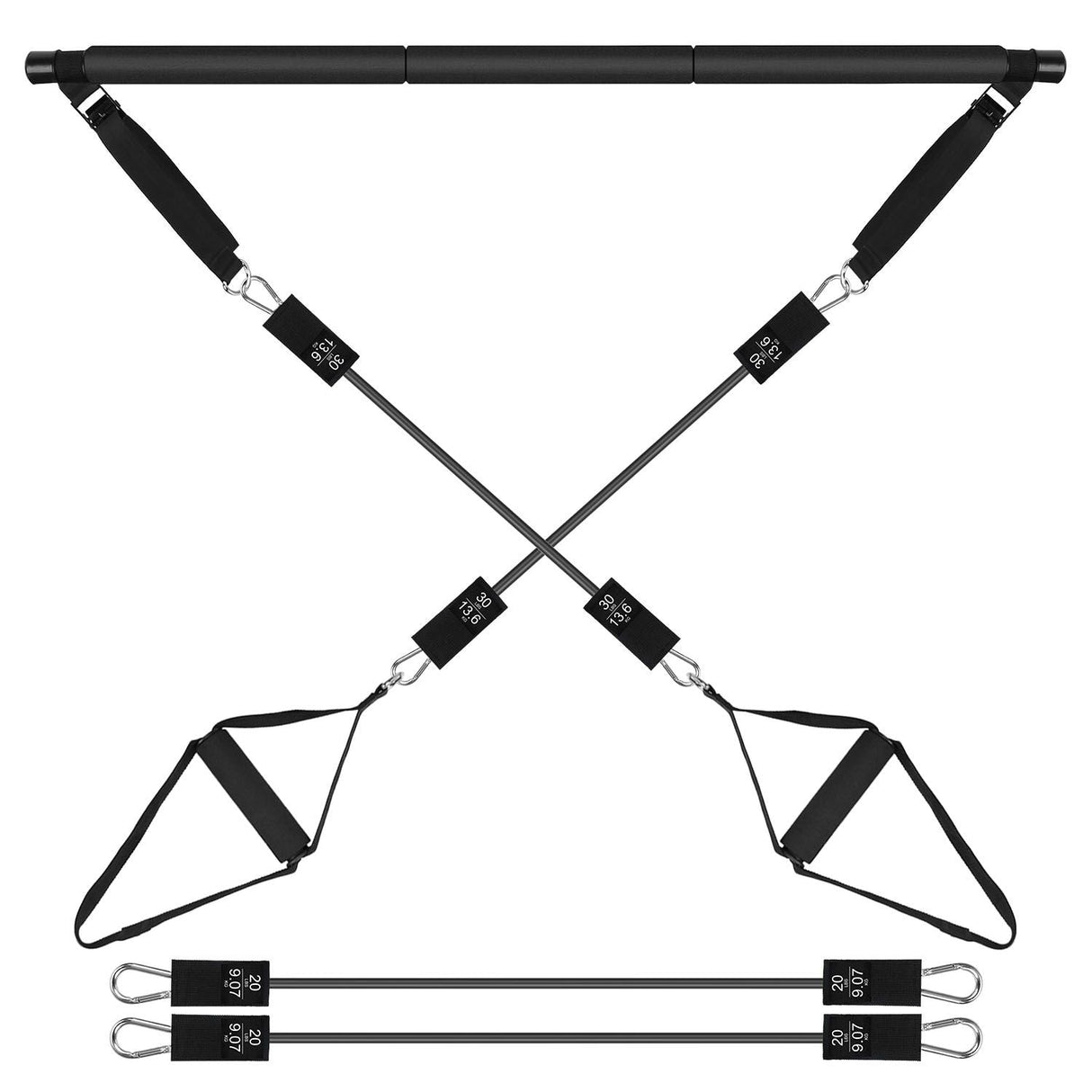 Pilates Bar Kit with 180LBS Resistance Bands Multifunctional Pilates Yoga Toning Bar Full Body Exercise